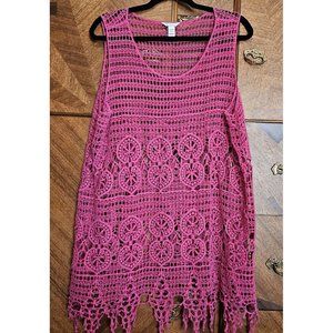 C Established 1946 Size 18/20W Fuchsia Open Knit Cover-up